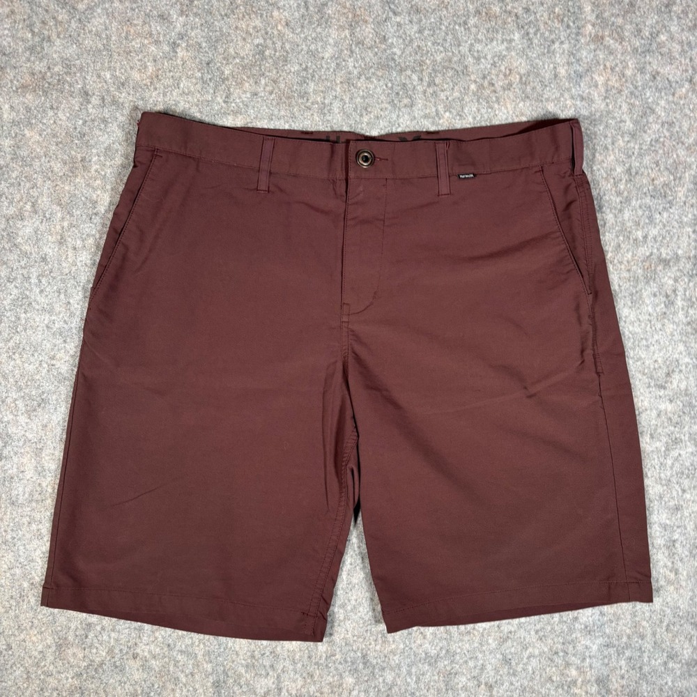 Hurley x Nike Dri-FIT Chino Shorts Mens 36 Burgundy Stretch Walkshorts Surfwear